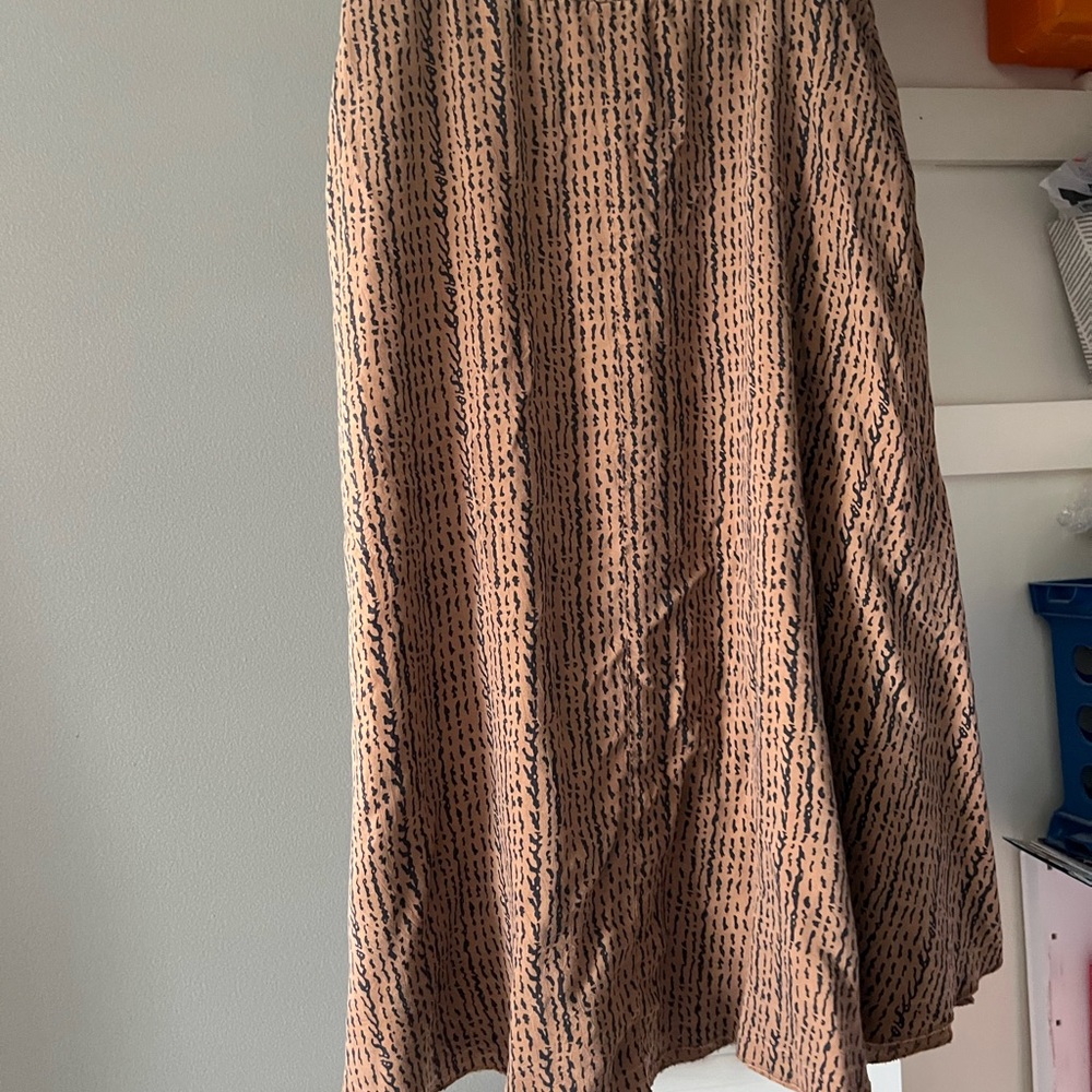 Pykettes Vintage Brown Black Patterned Midi Skirt Size 12 Western Boho